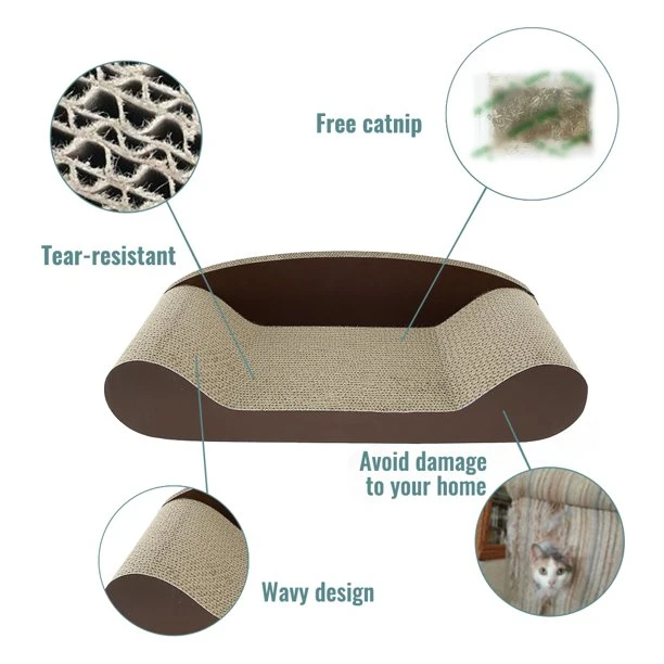 Cat Scratcher Cardboard Scratching Pad Corrugated Paper Lounge Bed Cat Sofa Durable Cardboard Lounger Toy for Indoor Cats Kitten Grinding Claws and Relax