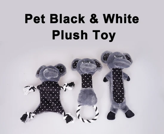 Rena Pet blanco y negro Animal sonido papel Squeaker peluche diseño clásico perro juguete