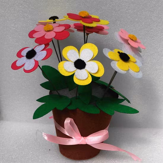 Kit de costura para niños con flores en maceta DIY, Kit de artesanía de fieltro creativo para niños